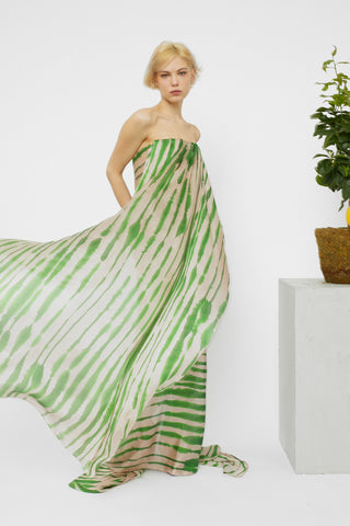 PRINTED BUSTIER LONG DRESS